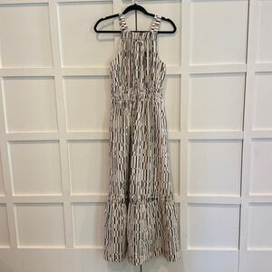 100% cotton, Anthropologie Cream/Black Geometric Maxi Dress